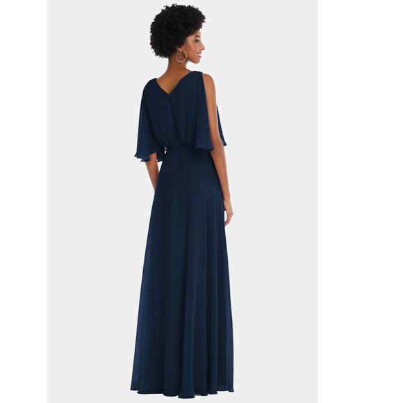 NEW AFTER SIX Navy CHIFFON V-Neck SPLIT-SLEEVE Blouson Bodice BRIDESMAID GOWN 6 - Picture 15 of 15